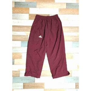 Adidas Climalite Cropped Lined Nylon Pants Womens Drawstring Hems Maroon Size S
